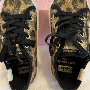 Keds Kate Spade kids tennis shoes, leopard print, glittery